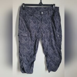 Eddie Bauer Womens Size 10 Black Marbled Athletic Pant Ruched Leg Grunge Goth